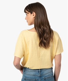 tee-shirt femme a manches courtes en maille texturee jaune t-shirts manches courtesC897601_3