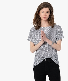 GEMO Tee-shirt femme à manches courtes à motifs graphiques Gris