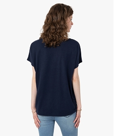 tee-shirt femme a manches courtes imprime coupe loose bleu t-shirts manches courtesC898101_3