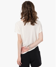 tee-shirt femme a manches courtes imprime coupe loose beige t-shirts manches courtesC898301_3