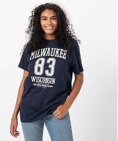tee-shirt femme a manches courtes oversize - camps united bleuC899001_2