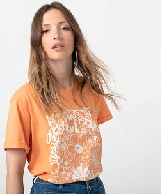 tee-shirt femme a manches courtes avec motif hippie orange t-shirts manches courtesC899201_2