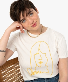 tee-shirt femme a manches courtes avec motif brode beige t-shirts manches courtesC899301_1