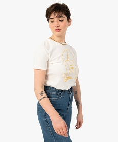 tee-shirt femme a manches courtes avec motif brode beige t-shirts manches courtesC899301_2