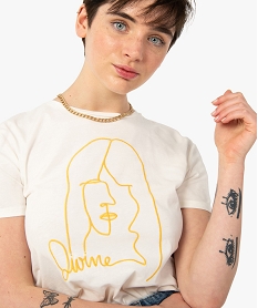 tee-shirt femme a manches courtes avec motif brode beige t-shirts manches courtesC899301_3