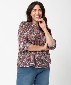tee-shirt femme grande taille avec dentelle sur les epaules multicolore t-shirts manches longuesC899901_1