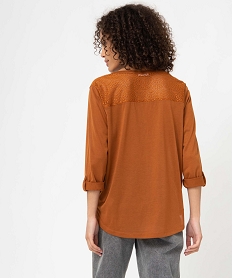 tee-shirt femme a manches longues et dos dentelle brun t-shirts manches longuesC900801_3