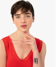 debardeur femme avec decollete en v en dentelle rouge debardeursC902501_2