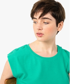 tee-shirt femme sans manches a epaulettes vert debardeursC902701_2