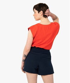 tee-shirt femme sans manches a epaulettes rouge debardeursC902801_3