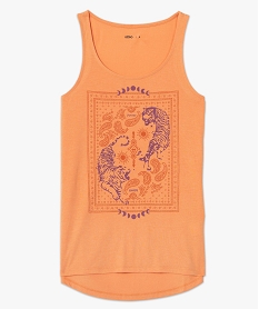 debardeur femme en maille fluide a motifs et dos rallonge orange debardeursC903101_4