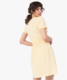 robe femme a manches courtes en maille fluide jauneC903601_3