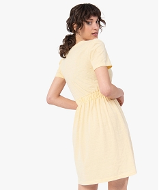 robe femme a manches courtes en maille fluide jaune robesC903601_3