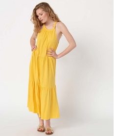 robe femme longue sans manches avec col tresse jauneC904101_1