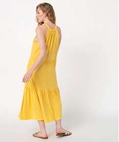 robe femme longue sans manches avec col tresse jauneC904101_3
