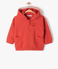 sweat zippe molletonne a capuche bebe garcon rouge sweatsC906501_1