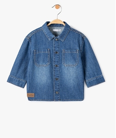 chemise en jean bebe garcon a fermeture pressionnee - lulucastagnette bleu chemisesC909201_1