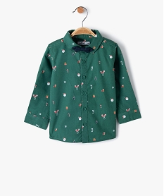 GEMO Chemise bébé garçon à motifs de Noël avec noeud papillon amovible Vert