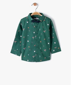 chemise bebe garcon a motifs de noel avec noeud papillon amovible vert chemisesC909601_1