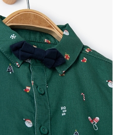 chemise bebe garcon a motifs de noel avec noeud papillon amovible vert chemisesC909601_2