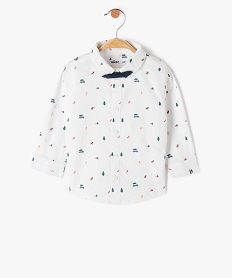 GEMO Chemise bébé garçon à motifs de Noël avec noeud papillon amovible Blanc