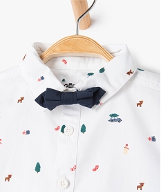 chemise bebe garcon a motifs de noel avec noeud papillon amovible blanc chemisesC909701_2