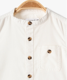 chemise bebe garcon a manches longues et col mao en velours cotele - lulucastagnette beige chemisesC909901_2