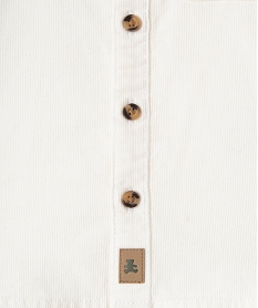 chemise bebe garcon a manches longues et col mao en velours cotele - lulucastagnette beige chemisesC909901_3