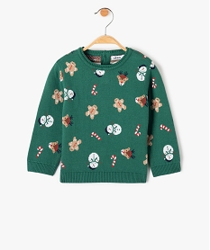 pull de noel bebe a motifs vert pullsC912501_1