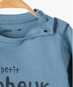 tee-shirt bebe garcon a manches longues avec message bleuC913601_3