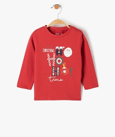 tee-shirt bebe a manches longues avec motifs de noel rouge tee-shirts manches longuesC915201_1