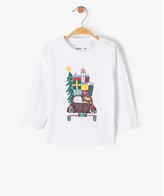 GEMO Tee-shirt bébé à manches longues avec motifs de Noël Blanc