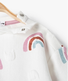 sweat bebe fille en maille legere a motif gaufre et imprime arc-en-ciel multicolore sweatsC916301_2