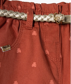 pantalon bebe fille coupe carotte avec motif et ceinture tressee - lulucastagnette orange pantalonsC917801_2
