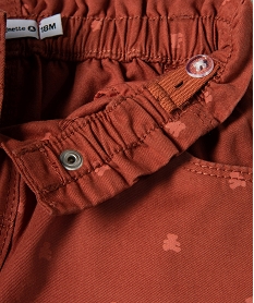 pantalon bebe fille coupe carotte avec motif et ceinture tressee - lulucastagnette orange pantalonsC917801_3