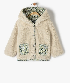 veste bebe fille en sherpa avec doublure a motifs fleuris beige vestesC918201_1