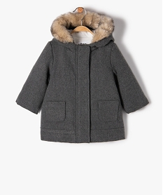 manteau bebe fille double a capuche grisC918401_1