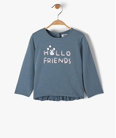 GEMO Tee-shirt bébé fille avec inscription en relief sur lavant Bleu