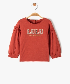 tee-shirt bebe fille a manches longues fantaisie et broderie - lulucastagnette rouge tee-shirts manches longuesC925601_1