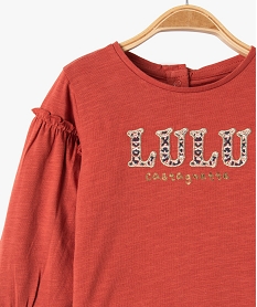 tee-shirt bebe fille a manches longues fantaisie et broderie - lulucastagnette rouge tee-shirts manches longuesC925601_2
