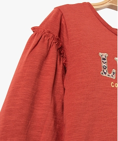 tee-shirt bebe fille a manches longues fantaisie et broderie - lulucastagnette rouge tee-shirts manches longuesC925601_3