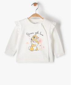 GEMO Sweat bébé fille à épaules volantés imprimé lapin - Disney Beige