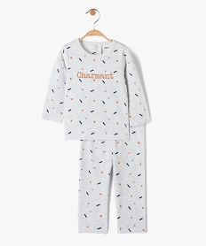 GEMO Pyjama bébé 2 pièces en velours imprimé et brodé Gris
