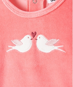 pyjama bebe fille en velours 2 pieces avec motif oiseaux roseC927601_2
