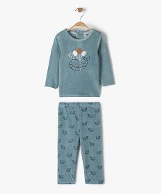 GEMO Pyjama bébé 2 pièces motif baleine en velours doux Vert