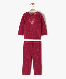 GEMO Pyjama bébé fille 2 pièces en velours à motifs pois Rose
