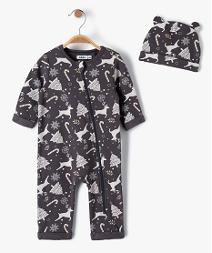 ensemble bebe 2 pieces   combinaison bonnet special noel gris pyjamas ouverture devantC928301_1