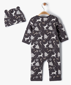 ensemble bebe 2 pieces   combinaison bonnet special noel gris pyjamas ouverture devantC928301_3