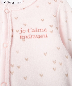 pyjama bebe en velours pastel a cœurs dores et ouverture ventrale rose pyjamas veloursC928601_2