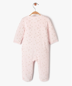 pyjama bebe en velours pastel a cœurs dores et ouverture ventrale roseC928601_3